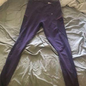 Purple gym shark leggings. Mesh siding